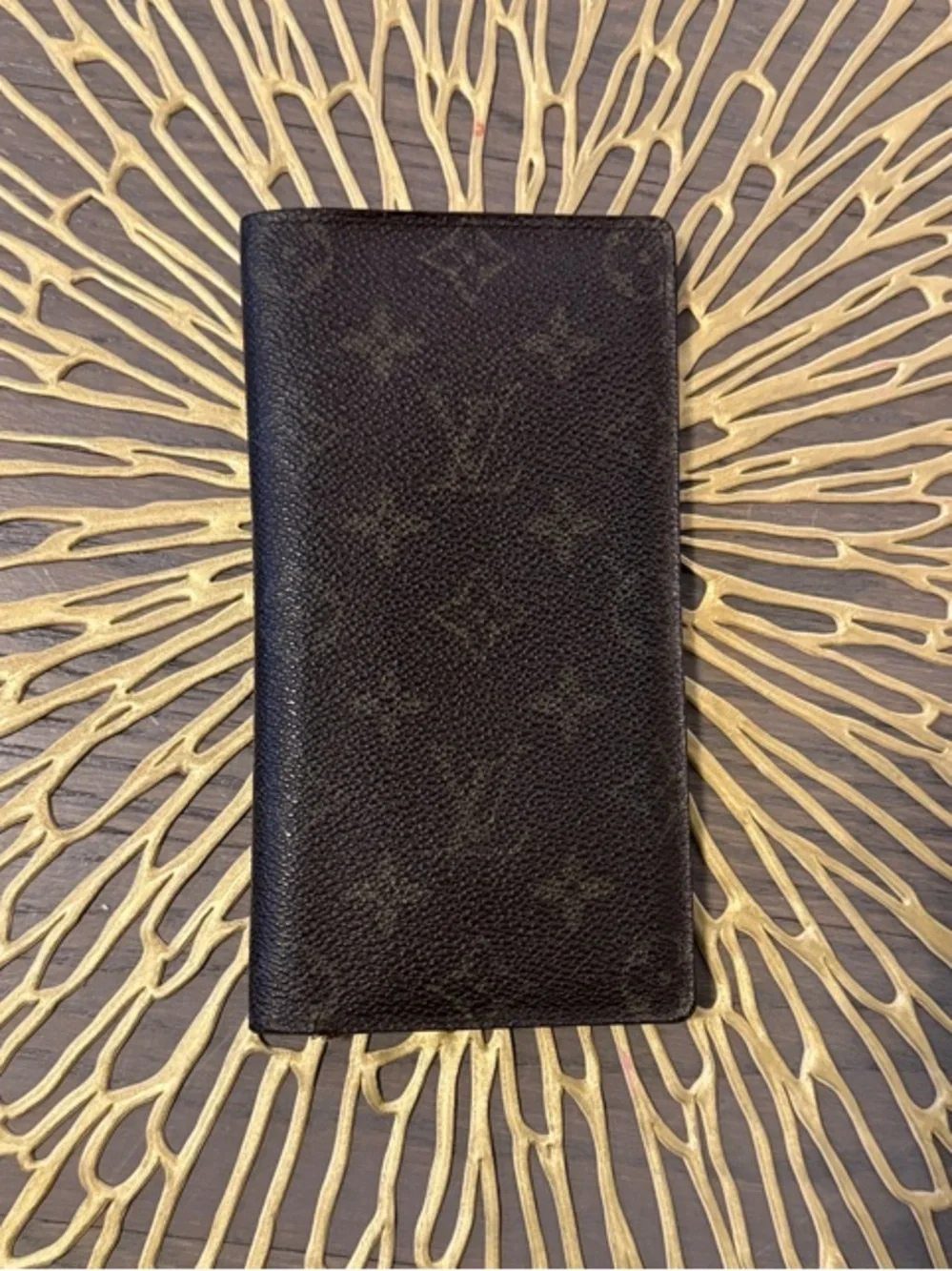 Louis Vuitton Vintage Monogram Long Wallet Dark Brown w Light Brown Monogram COA